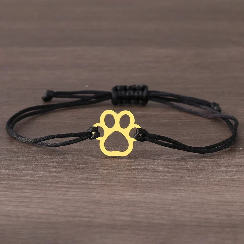 Pulseira ajustável com cordão preto e vermelho