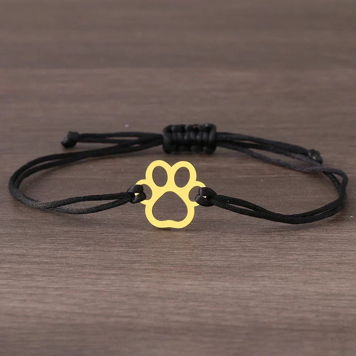 Pulseira ajustável com cordão preto e vermelho
