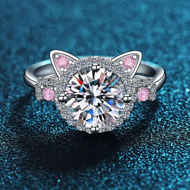 Anel ajustável para gato com zircónia, anel feminino encantador