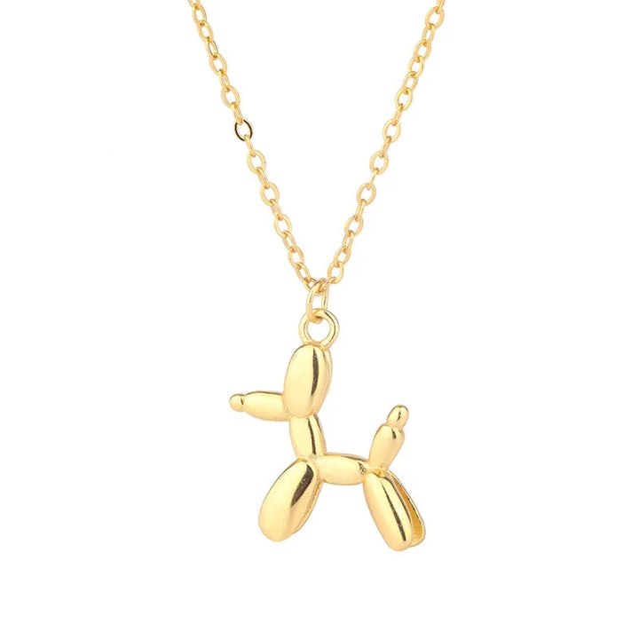 Colar de cão balão, colar feminino divertido com pendente dourado