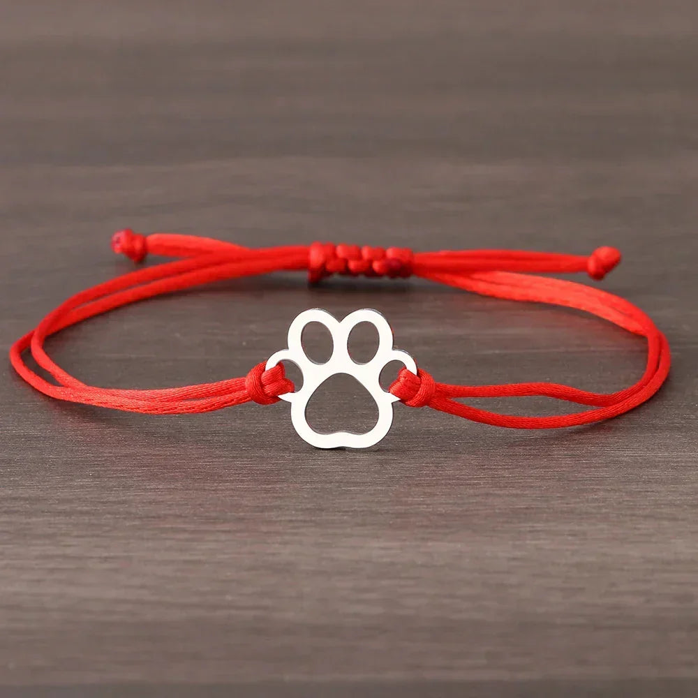 Pulseira ajustável com cordão preto e vermelho