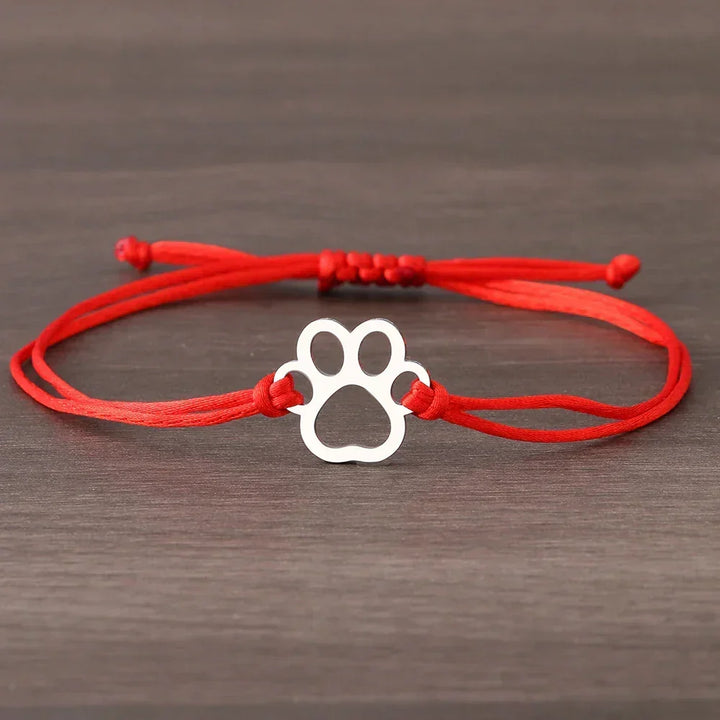 Pulseira ajustável com cordão preto e vermelho