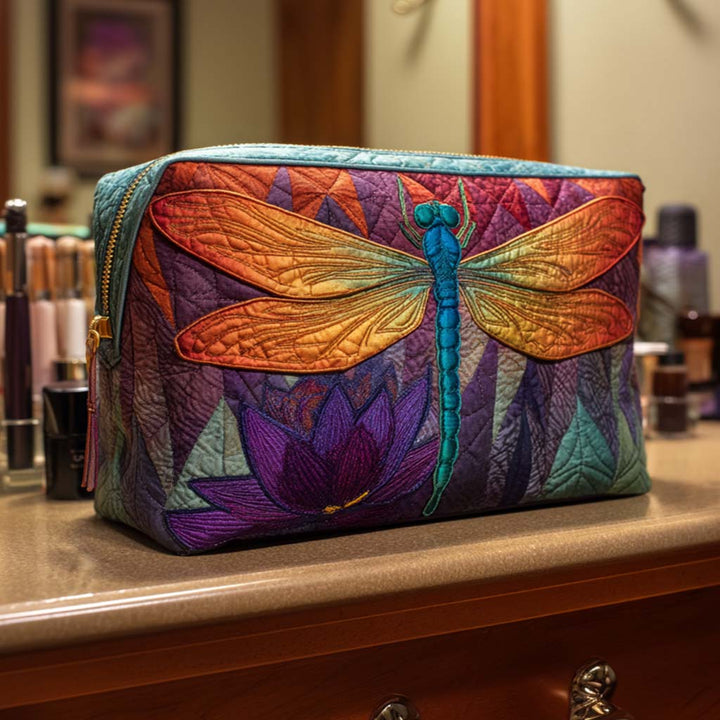 Bolsa de maquilhagem acolchoada com design de corrente brilhante