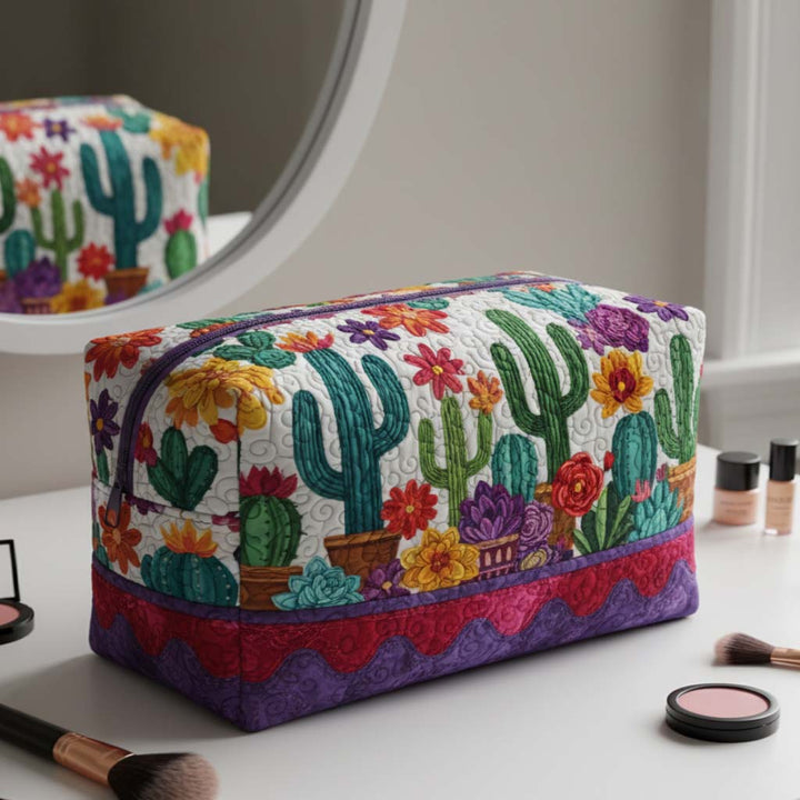 Bolsa de maquilhagem acolchoada com design espinhoso