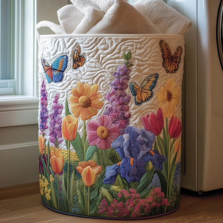 Cesto de roupa com design primaveril