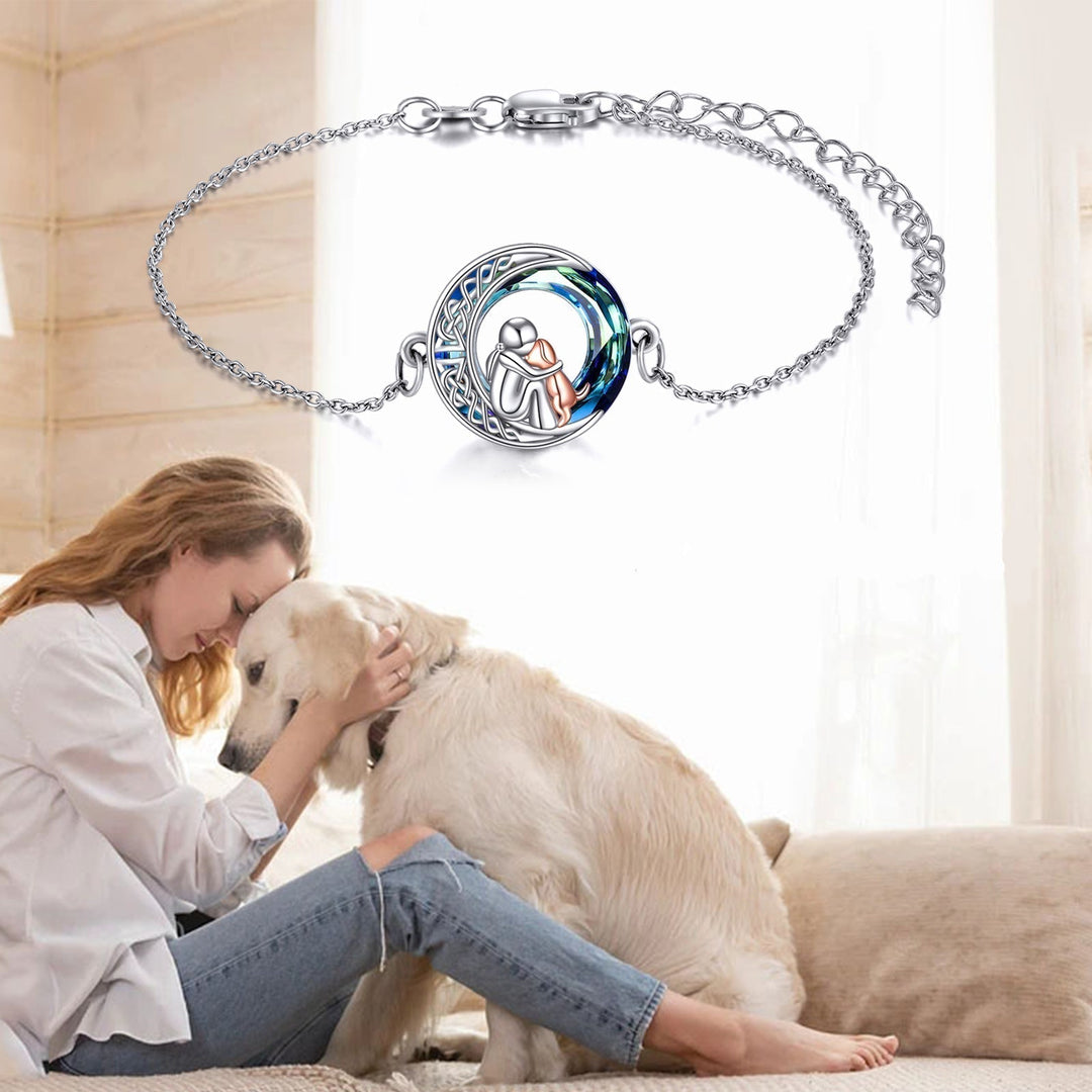 Pulseira ajustável em prata esterlina com motivo de cão