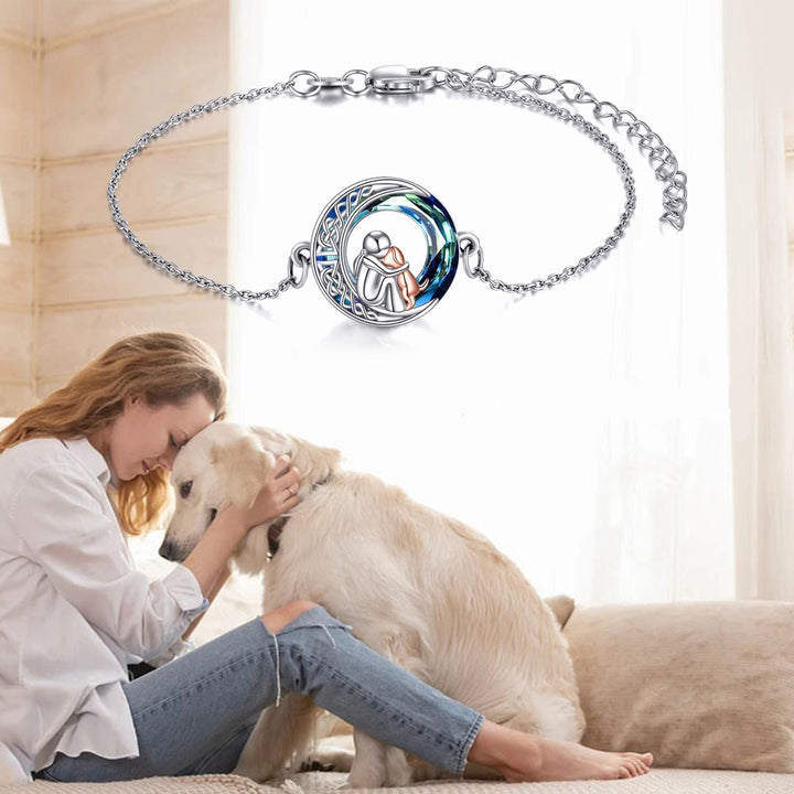 Pulseira ajustável em prata esterlina com motivo de cão