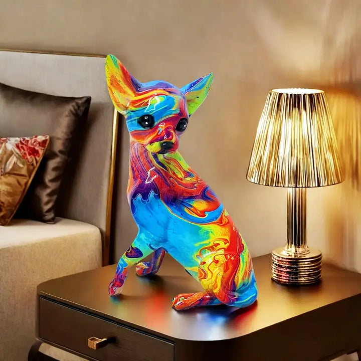 Luz de mesa Chihuahua em resina vibrante