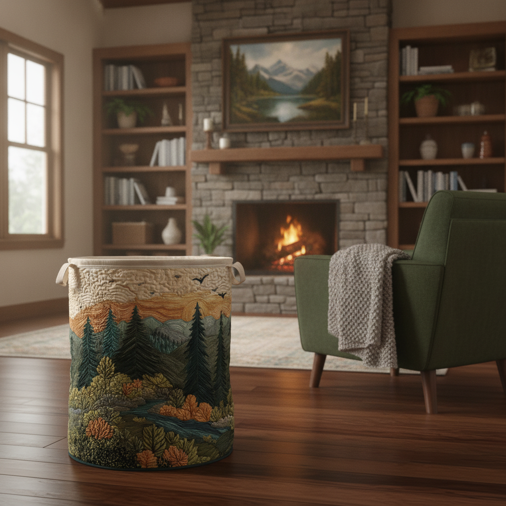 Cesto de roupa Peaceful Pines em estilo natural