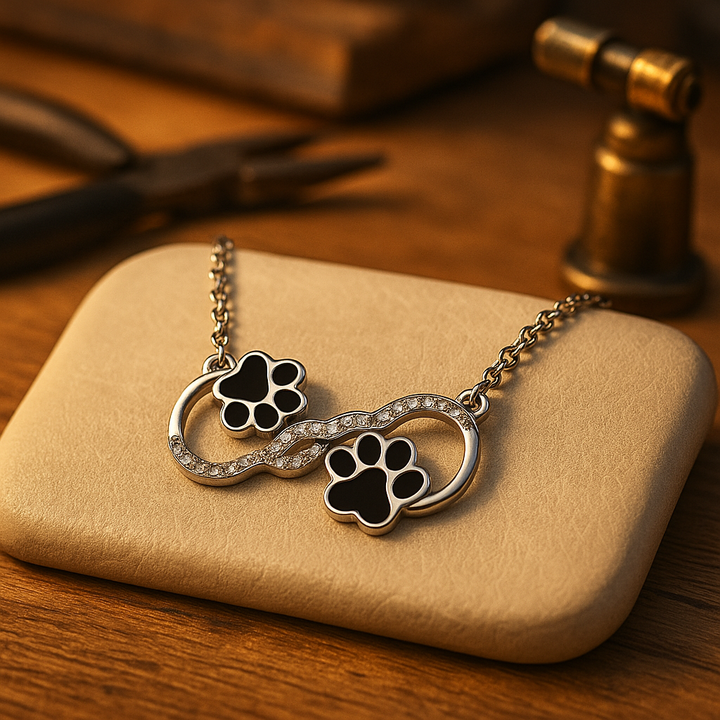 Colar de pata de cão com zircónias, amor infinito