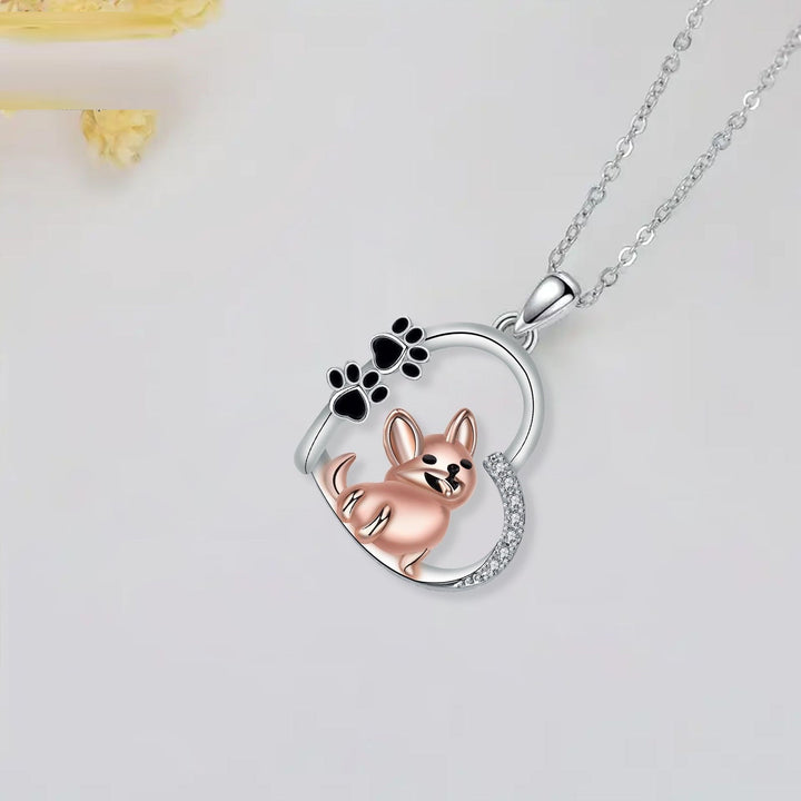 Colar de cão em ouro rosa com design delicado
