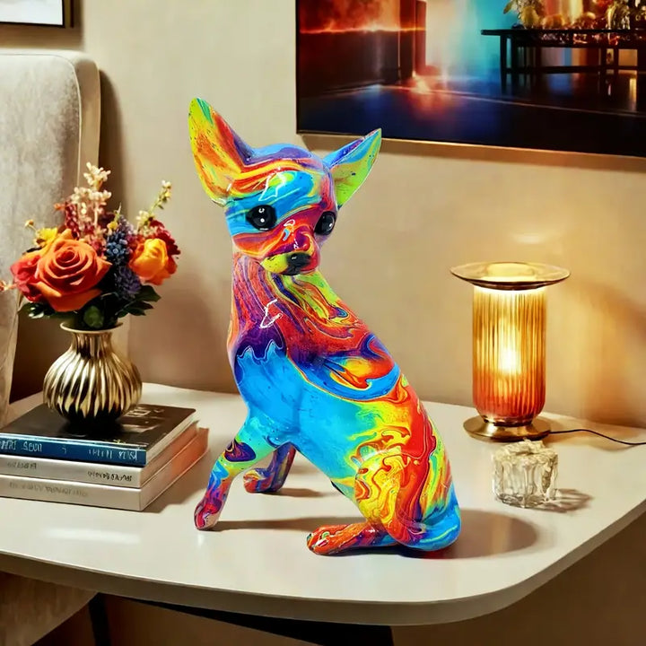 Lâmpada de mesa Chihuahua em resina vibrante