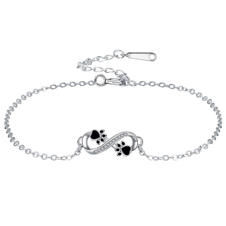 Pulseira com símbolo do infinito, pendente de pata e zircónia