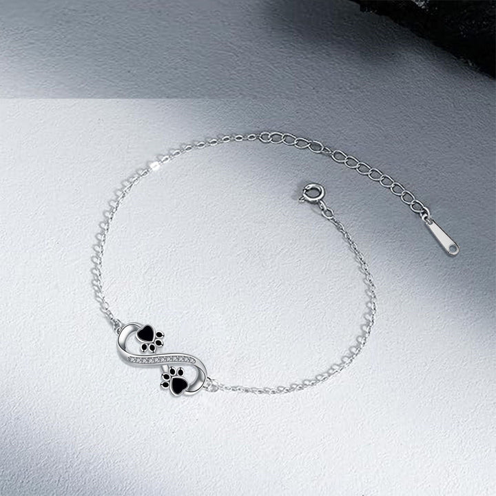Pulseira com símbolo do infinito, pendente de pata e zircónia