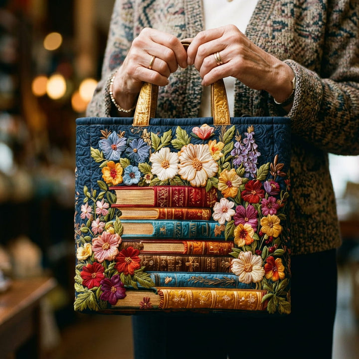 Saco de lona com estampado floral artesanal