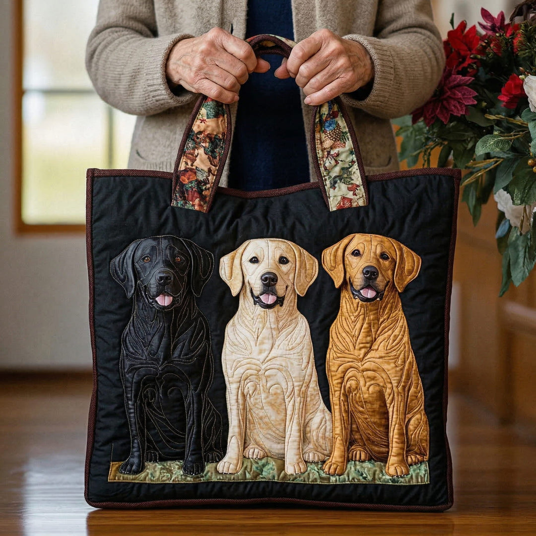 Mala artesanal com três labradores